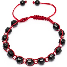 Okyanus Silver Makrome Örgülü Faset Kesim Oniks Doğaltaş Kadın Bileklik