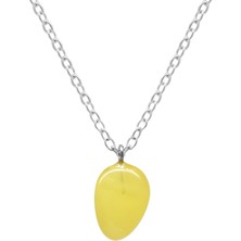 Okyanus Silver Doğal Form Sarı Renk Doğal Damla Taşlı Kolye