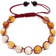 Okyanus Silver Makrome Örgülü Faset Kesim Akik Doğaltaş Kadın Bileklik