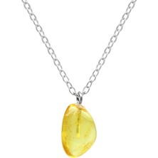 Okyanus Silver Doğal Form Soft Sarı Renk Doğal Damla Taşlı Kolye