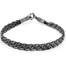 Okyanus Silver Ilmek Ilmek El Örgüsü Dört Sıra Geniş Tasarım Şık 1000 Ayar Kazaz Kadın Bileklik