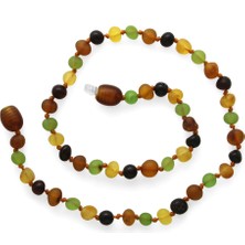 Okyanus Silver Mat Çok Renkli Özel Seri Naturel Damla Kehribar Taşlı Bebek Diş Kolyesi