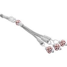 Okyanus Silver Kırmızı-Beyaz Renk Bakır Kaplama Üçlü Top Kazaz Püskül