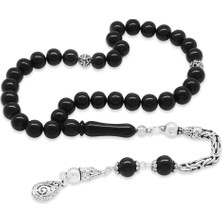 Okyanus Silver 925 Ayar Gümüş Kral Püsküllü Küre Kesim Erzurum Oltu Taşı Tesbih