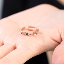 Okyanus Silver Helezon Tasarım Rose Renk 925 Ayar Gümüş Kadın Yüzük
