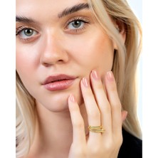 Okyanus Silver Anne-Bebek Eli Detaylı Gold Renk Free Size 925 Ayar Gümüş Kadın Yüzük