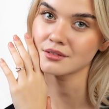 Okyanus Silver Cats Eye Tasarım Silver Renk 925 Ayar Gümüş Kadın Yüzük