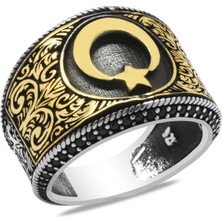 Okyanus Silver Mikro Siyah Zirkon Taş Mıhlamalı Ayyıldız Tasarım  925 Ayar Gümüş Erkek