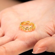 Okyanus Silver Zirkon Taşlı Taç Tasarım Gold Renk 925 Ayar Gümüş Kadın Yüzük
