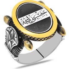 Okyanus Silver Oval Otantik Tasarım Üzerinde Arapça Hasbiyallah Yazılı 925 Ayar Gümüş Erkek Yüzük
