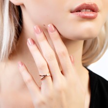 Okyanus Silver Cats Eye Tasarım Rose Renk 925 Ayar Gümüş Kadın Yüzük
