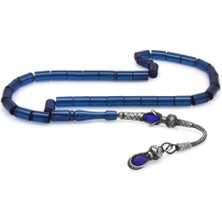 Okyanus Silver 1000 Ayar Gümüş Kazaz Püsküllü Kesme Kesim Mavi Ateş Kehribar Tesbih