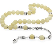 Okyanus Silver 925 Ayar Gümüş Püsküllü Küre Kesim Kalsit Doğaltaş Tesbih