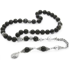 Okyanus Silver Koleksiyonluk 925 Ayar Gümüş Püsküllü Küre Kesim Süleyman Akik Doğaltaş Tesbih