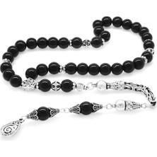 Okyanus Silver Koleksiyonluk 925 Ayar Gümüş Püsküllü Küre Kesim Oniks Doğaltaş Tesbih