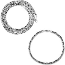 Okyanus Silver 925 Ayar Gümüş 4 mm Erkek Kral Zincir&bileklik Kombini