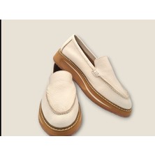 Ayakkabım Official Hakiki Deri Bej Kadın Günlük Ayakkabı Eva Taban Hafif Yürüyüş Beden 40 Renk Bej