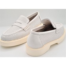 Ayakkabım Official Hakiki Deri Yazlık Kadın Günlük Ayakkabı Loafer Makosen Beden 39 Renk Beyaz