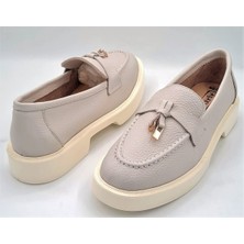 Ayakkabım Official Hakiki Deri Açık Gri Kadın Günlük Ayakkabı Beden 38 Renk Açık Gri