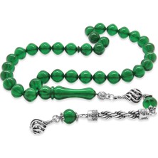 Okyanus Silver Kararmaz Metal Halat Püsküllü Istanbul Kesim Yeşil Ateş Kehribar Tesbih