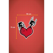 Quart Aksesuar 10 x 11 cm Kalp Piston Heart Sticker Motor Araba Kask Laptop Sticker