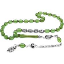 Gümüş Hediye Al Kararmaz Metal Püsküllü Kişiye Özel Isim Yazılı Su Yeşili Ateş Kehribar Tesbih