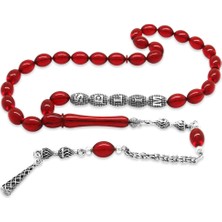 Okyanus Silver Kararmaz Metal Püsküllü Kişiye Özel Isim Yazılı Bayrak Kırmızısı Ateş Kehribar Tesbih