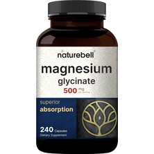 Naturebell Magnesium Glycinate Chelated Purified 3rd Party Tested 500 Mg 240 Kapsul Buyuk Boy