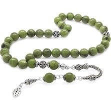 Tesbihname Kararmaz Metal Ayyıldız Püsküllü Küre Kesim Yeşim Doğaltaş Tesbih