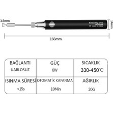 Valkyrie Şarjlı Kablosuz Lehim Makinası - 5 Saniyede Isınma - 30 Dakika Kullanım - USB Type-C Şarj - 3 Farklı Isı Modu - 450 Derece