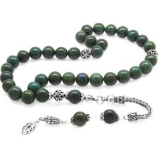 Tesbihname 925 Ayar Gümüş Püsküllü Küre Kesim Kan Taşı Doğaltaş Tesbih