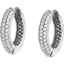 Gümüş Hediye Al Starlight Diamond Zirkon Taşlı Maxi Halka Tasarım 925 Ayar Gümüş Küpe