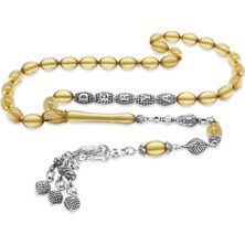 Tesbihname Kararmaz Metal Püsküllü Kişiye Özel Isim Yazılı Şeffaf Beyaz Ateş Kehribar Tesbih