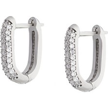 Gümüş Hediye Al Starlight Diamond Mikro Zirkon Taşlı U Tasarım 925 Ayar Gümüş Küpe
