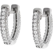 Tesbihname Starlight Diamond Zirkon Taşlı Mikro Halka Tasarım 925 Ayar Gümüş Küpe
