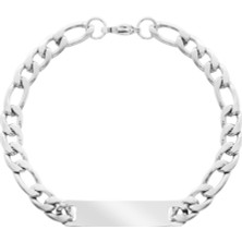 Tesbihname Silver Renk Gurmet Zincirli Kişiye Özel Isim/harf Yazılı Erkek Çelik Bileklik