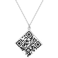 Gümüş Hediye Al Karekod Tasarım 925 Ayar Gümüş Kişiye Özel Erkek Kolye