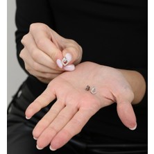 Gümüş Hediye Al Beyaz Zirkon Taşlı Kalp Tasarım Silver Renk 925 Ayar Gümüş Kadın Küpe