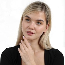 Tesbihname Mavi-Beyaz Zirkon Taşlı Çiçek Model Rose Renk 925 Ayar Gümüş Sallantılı Kadın Küpe
