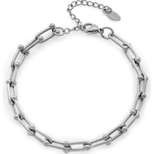 Gümüş Hediye Al Marina Tasarım Silver Renk Çelik Kadın Bileklik