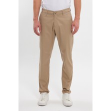 Theseason Erkek Yazlık Bej Gabardin Pamuklu Keten Slim Fit Yan Cep Esnek Chino Pantolon