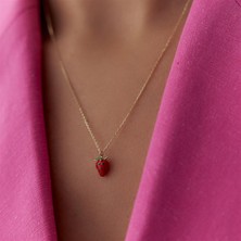 Minimal Çilek Altın Kolye