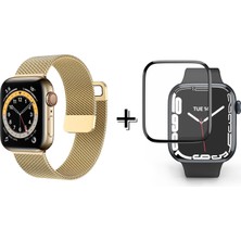 Forzacase Apple Watch 9 45MM Için Metal Mıknatıslı Kordon Kayış + Ekran Koruma Filmi - FC157