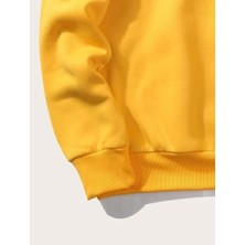 Lbr Garment Erkek Fit Kapüşonlu Kanguru Cep Sarı Sweatshirt