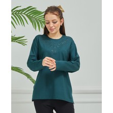 Fresh Moda Kadın Işlemeli Anne Günlük Orta Yaş Penye Bluz
