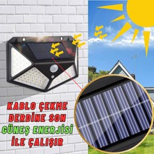 Dekohop Güneş Enerjili Bahçe Aydınlatma Lambası Villa Balkon Garaj Kapısı Aplik Solar 100 LED Lamba