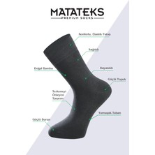 Matateks Bambu Erkek Soket Uzun Düz Füme Çorap 200 Iğne Dikişsiz Premium 6’lı Kutulu