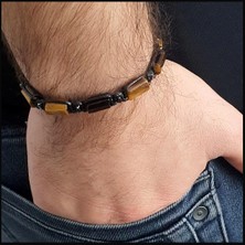Seven Art Jewelry Doğal Taş Bileklik, Kaplan Gözü ve Hematit Taşı Bileklik,hediye Bileklik, Kadın Bileklik, Erkek Bileklik, Ayarlanabilir