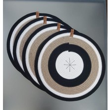 Home Decors By Özlem 4 Kişilik Amerikan Servis Supla Takımı Tabak Altlığı Mutfak Hasır Sepet Sunum Hediye 34X34CM