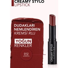 Flormar Yarı Parlak Stick Ruj- Creamy Stylo Lipstick -012 Rosewood-8682536013727